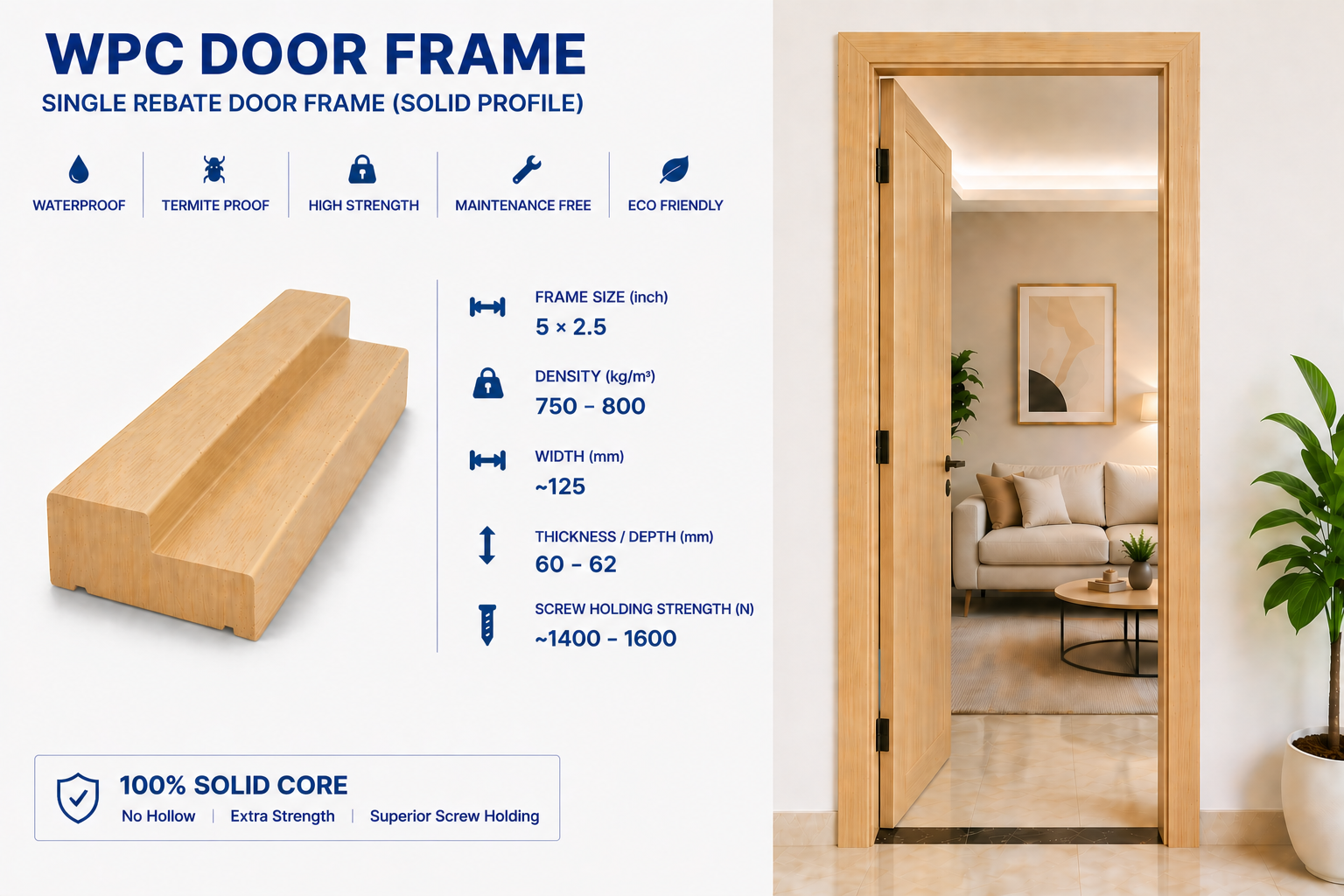 5 × 2.5 inch WPC Door Frame