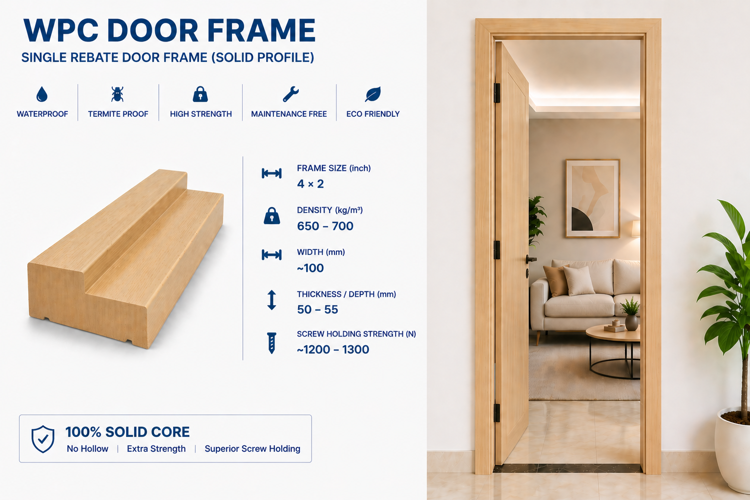 4 × 2 inch WPC Door Frame