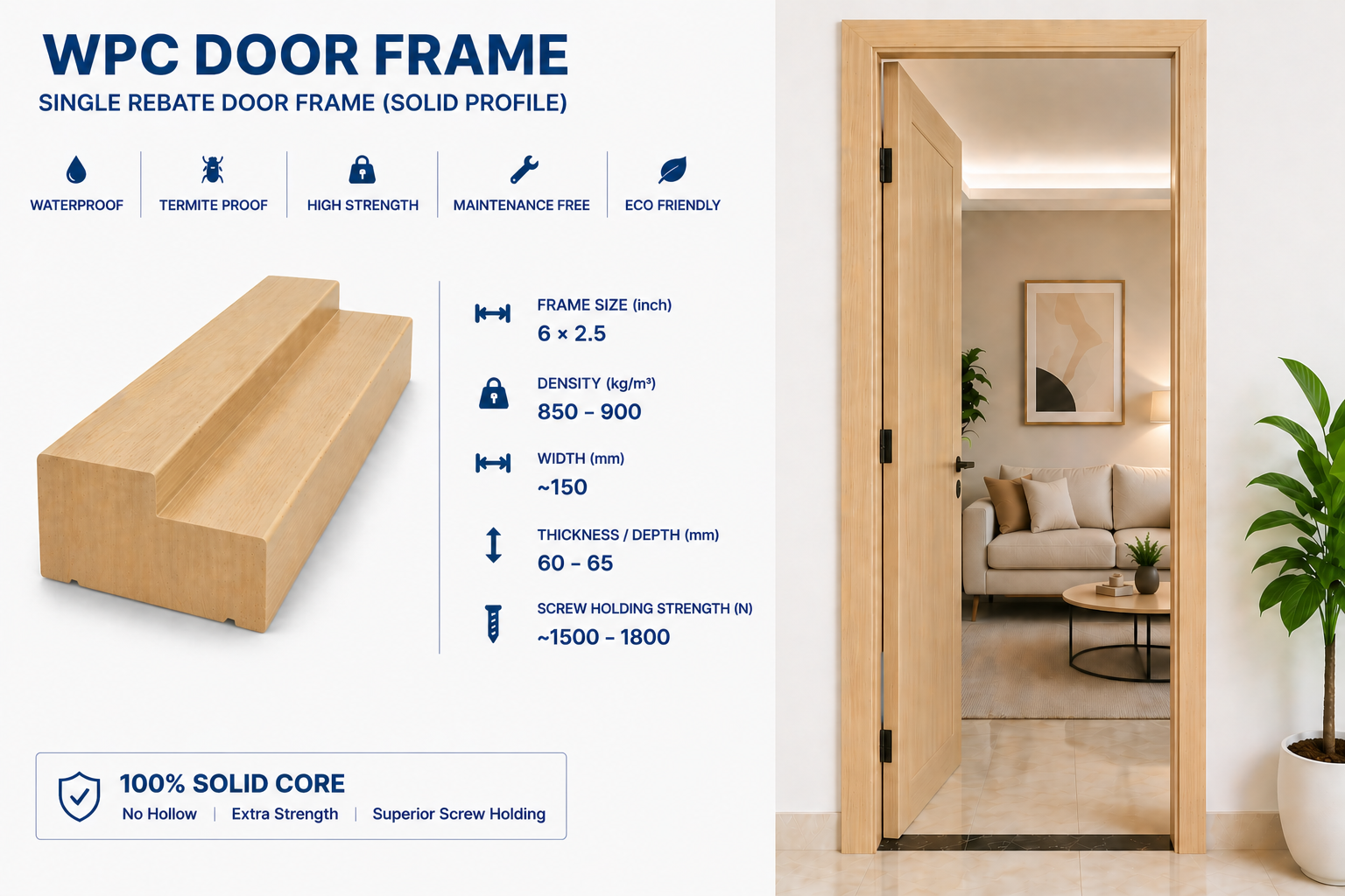 6 × 2.5 inch WPC Door Frame